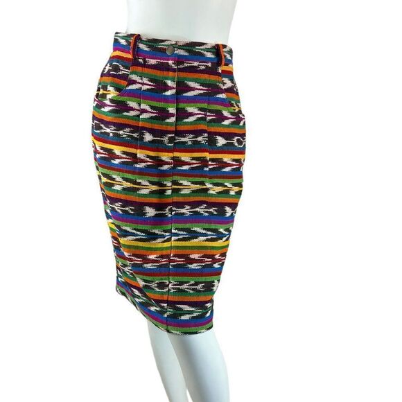 Central Falls Vintage 90's Ikat Guatemalan Pencil High Waist Skirt, Size 8 - Picture 1 of 10